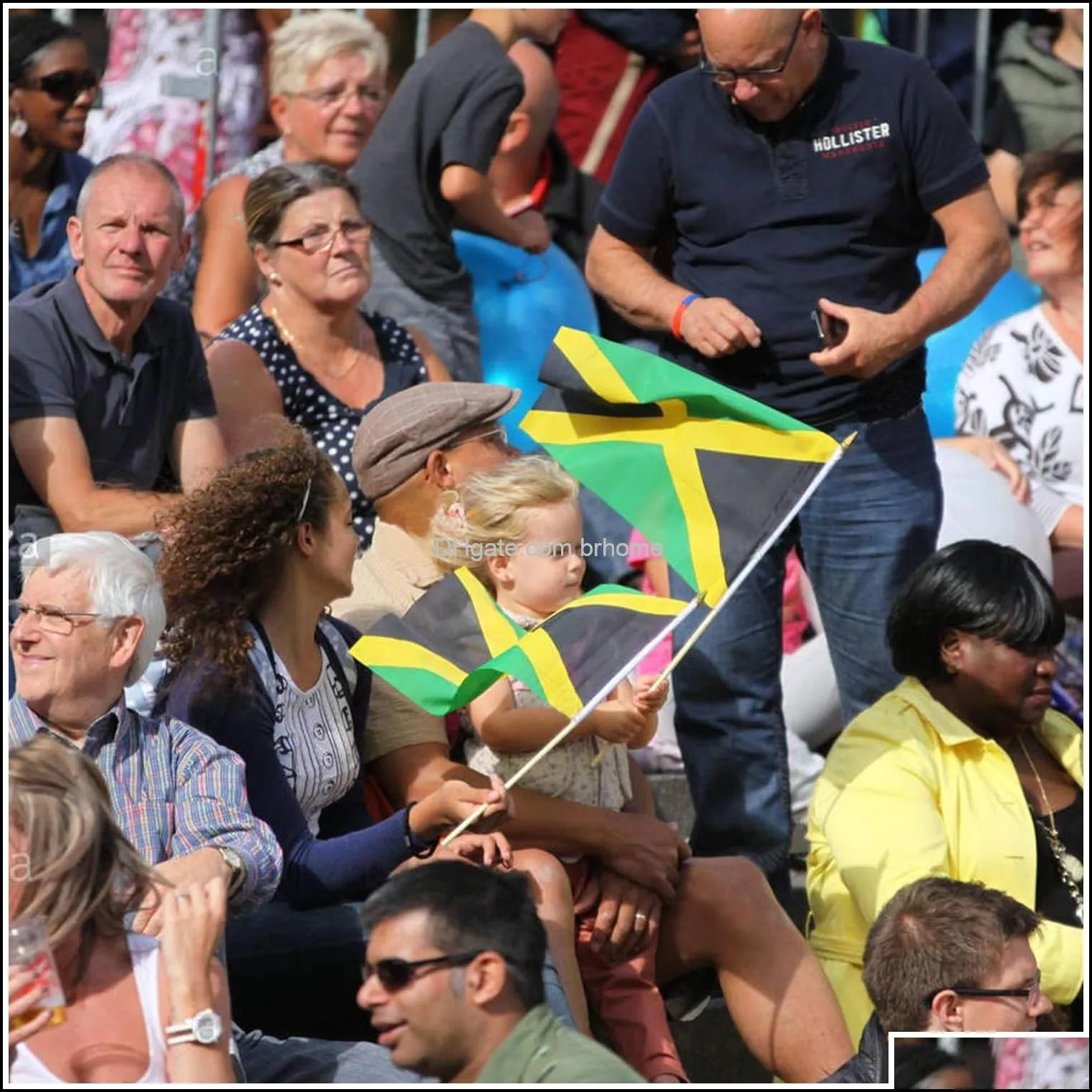 Banner Flags Jamaica Mini Flag Hand Held Small Miniature Jamaican On Stick Fade Resistant Vivid Colors 5X8 Inch With Solid Pol Brhome