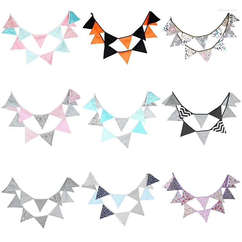 Feestdecoratie 12 vlaggen 3.2m wimpel bunting banners driehoekig festival baby shower bruiloft slinger voor