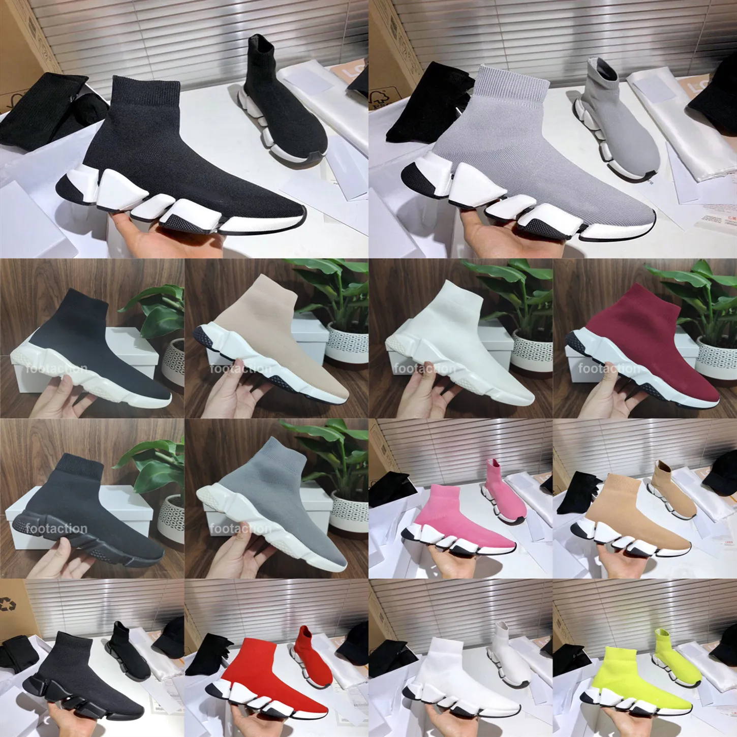 Chaussures Men Men Casuary Shoes Sneakers Sock Speed 2.0トレーナーブーツPOUR HOMMES ET FEMMES BASKETS ZAPATILLAS DESIGNSトリプルブラックホワイト付き