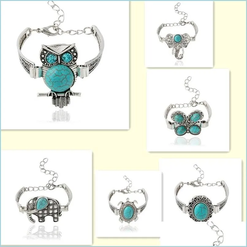 Charm Bracelets Charm Bracelets Vintage Designer Retro Elephant Owl Boho Jewelry Bangles 3043 Q2 Drop Delivery 2022 Dhk7X