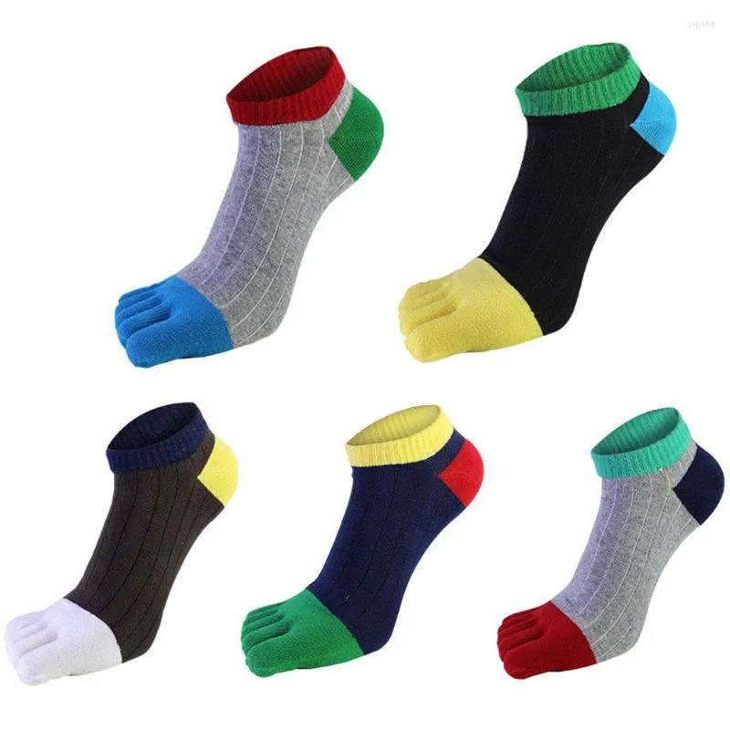 Herrstrumpor Spring H￶st Fem finger f￶r m￤n Bomullsfast andningsbara v￤v Harajuku No Heel med t￥r Business Brand Sock