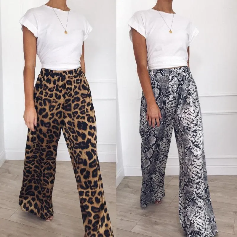 Women's Pants Sexy Women Leopard Printed Palazzo Wide Leg Trousers Long Loose Baggy Casual