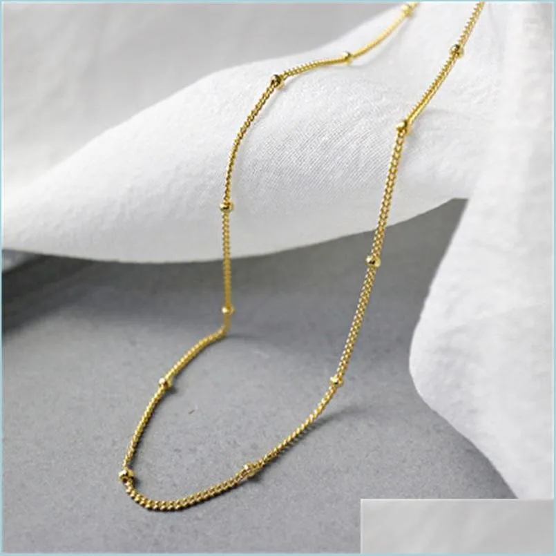 Catene 100% 925 Sterling Argento Collana Girocollo 35Cmand5Cm Catena Corta Oro Sottile Sottile Perline Di Lusso Gioielli Rock Punk Gioielli Goccia Deliv Dhrvd