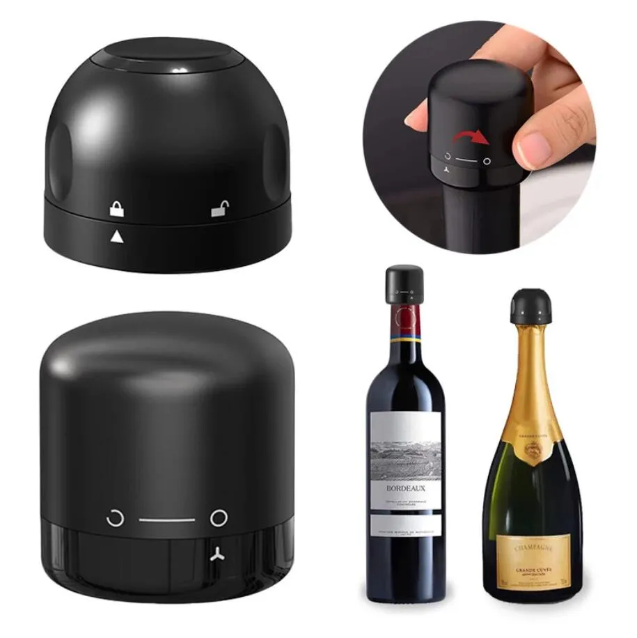 Ferramentas de barra de barra reutilizável a vácuo Rolhas de vinho tinto Champanhe Bottle Saler Tap Stopper Fresh Keeper Conjunto de vazamento para plugue de vinho Presente de Natal