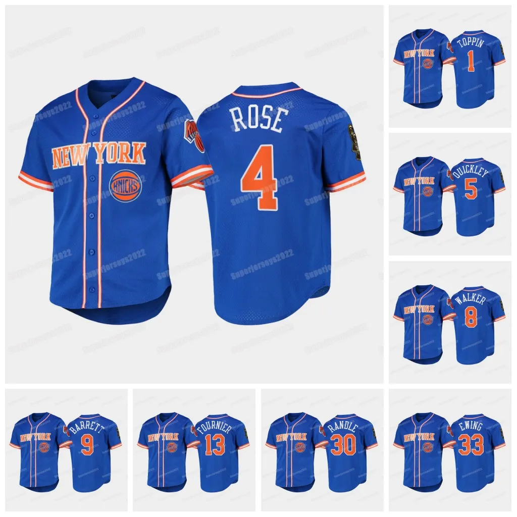 College Baseball Jersey NY 11 Jalen Brunson Knick 2024 Men s Stitched MLB Jersey Julius Randle Evan Fournier 23 Robinson Derrick Rose RJ Barrett