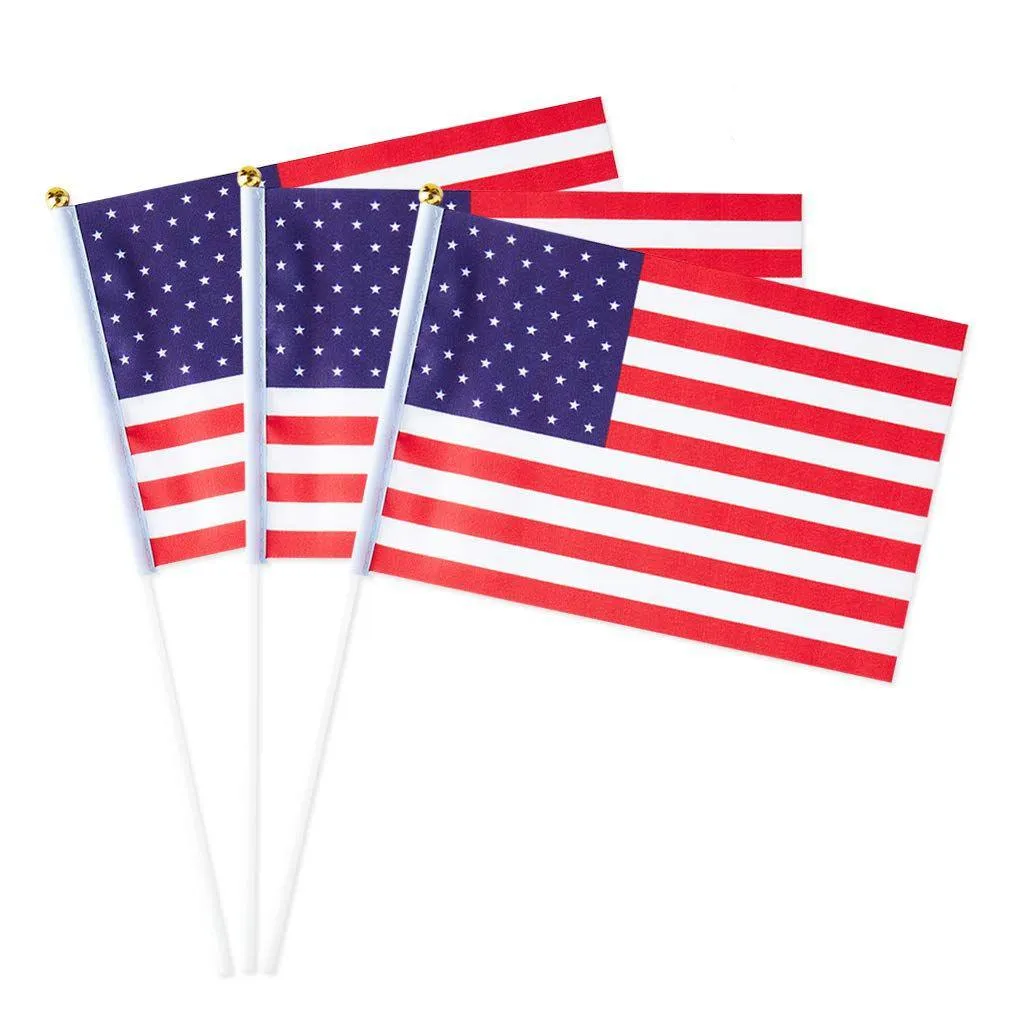 Banner Flags Banner Flags Usa Flag American Small Stick Mini Hand Held Decorations 1 Dozen Drop Delivery 2022 Brhome Am9Kn Home Garde Dhixe