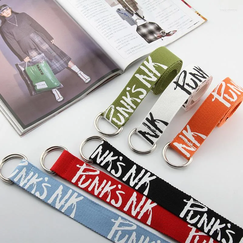 Cinture Cintura in tela da donna Cinturino casual con caratteri Nylon Outdoor Girl Jeans Cinturino in vita Accessori in tessuto fresco