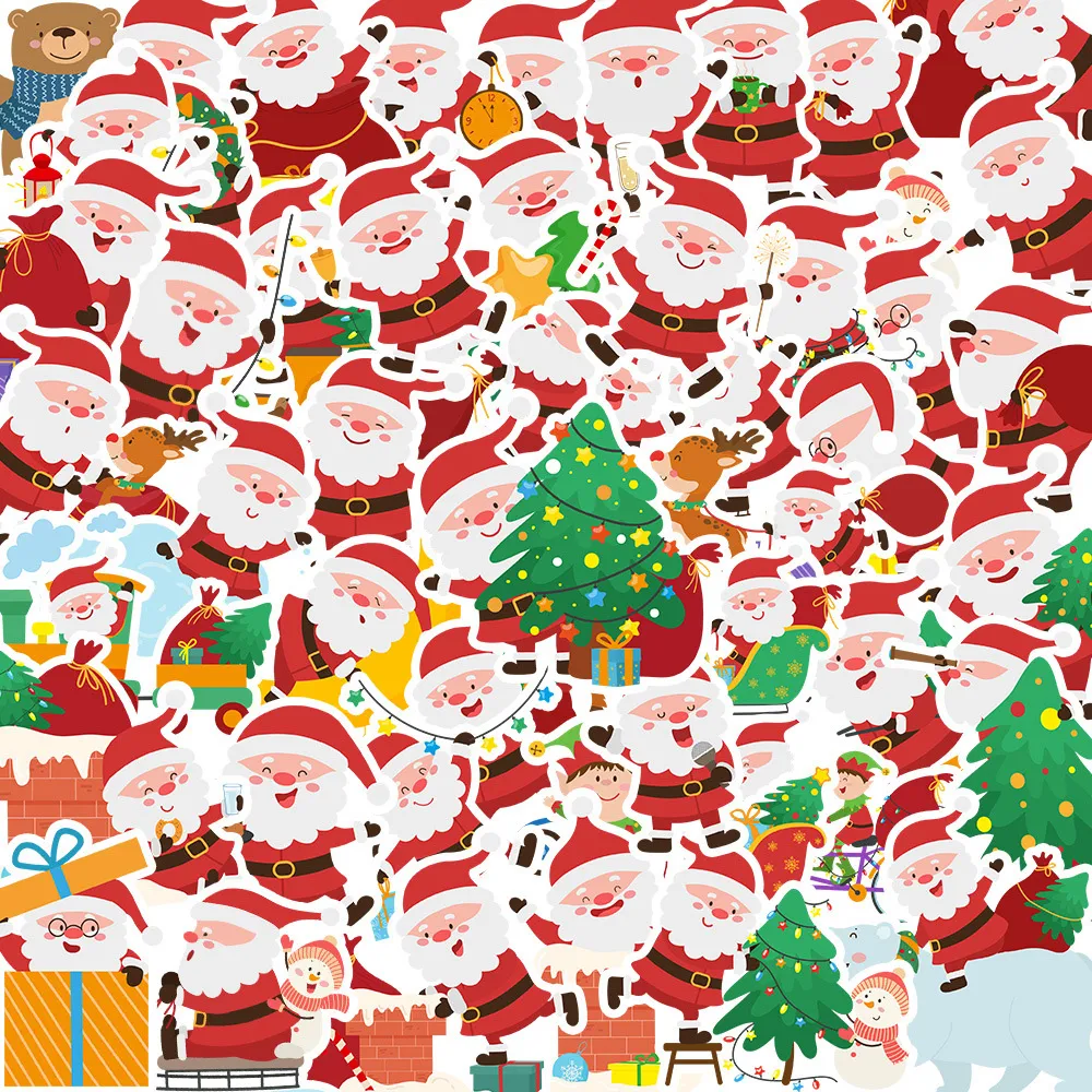 50 stks Santa Claus Cartoon Stickers Kerststicker DIY Laptop Bagage Skateboard Graffiti -sticker Sticker