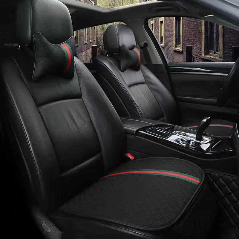 シートクッション 1 ペア高級リネン素材の車の枕ユニセックス通気性自動ネックレストヘッドレストクッション枕ステアリングホイールカバー 1013