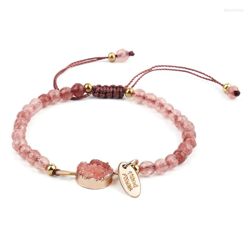 Charm Bracelets BOEYCJR Arrived 4MM Pink Stone Bangles & Trendy Vintage Handmade Jewelry Energy Bracelet For Women Gift