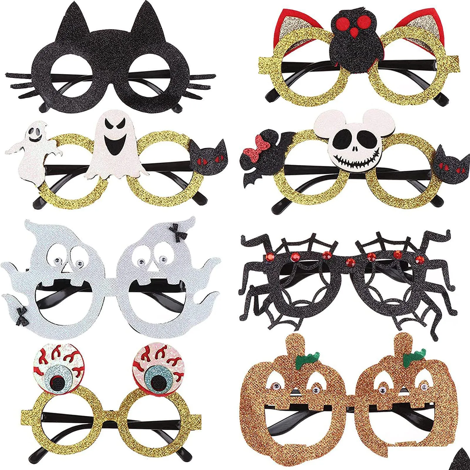 Juldekorationer Juldekorationer NC Halloween Glasses Party Funny Cosplay Eyeglasses Pumpkin Spider Cat Ghost Eyewear Po Dhpuo