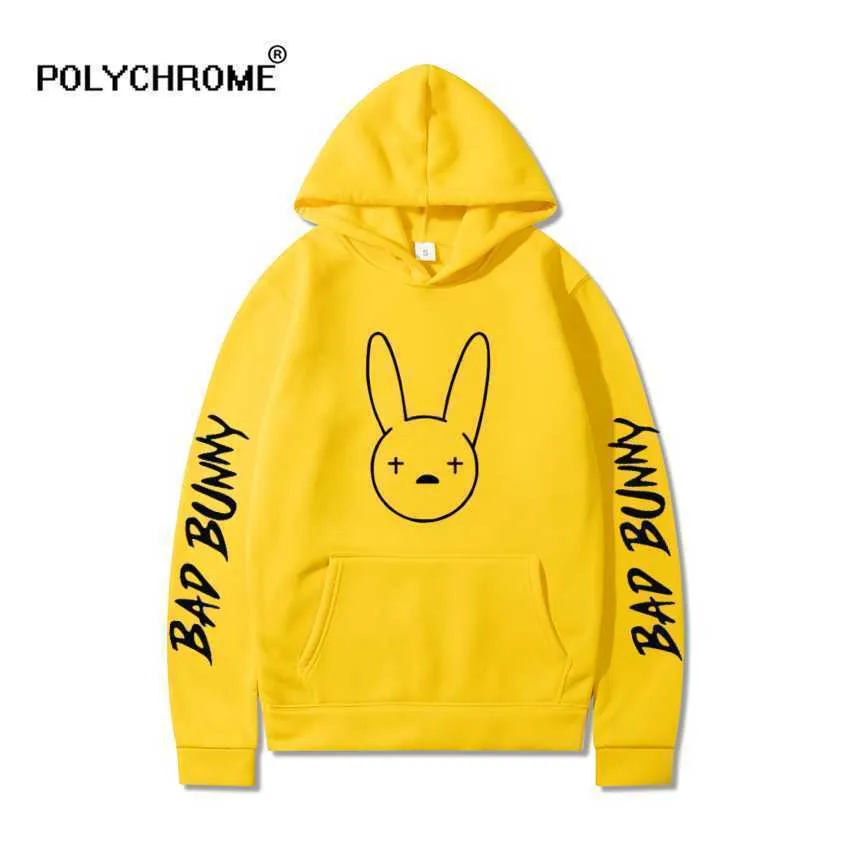 남성 후드 티 스웨터 Bad Bunny Hoodies 스웨터 남성/여성 캐주얼 양털 까마귀 남성 겨울 하라주쿠 Tracksuits Hoody Oversized Clothes Streetwear