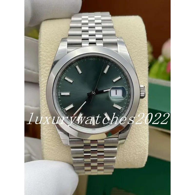 Watch Super Quality Watch V5 Green Dial Luminous 41 مم الرئيس Stee STEY ASIA 2813 حركة ساعة الاغتصاب الميكانيكية