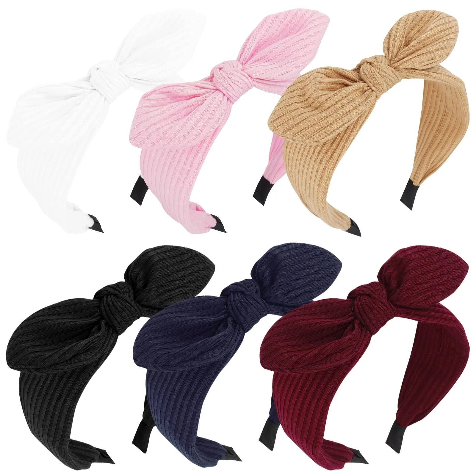 Headbands Bow For Women Cute Knotted Headband Girls Fashion Wide Turban Plain Red White Blue Hair Bands Accessories Halloween Gifts Amftc