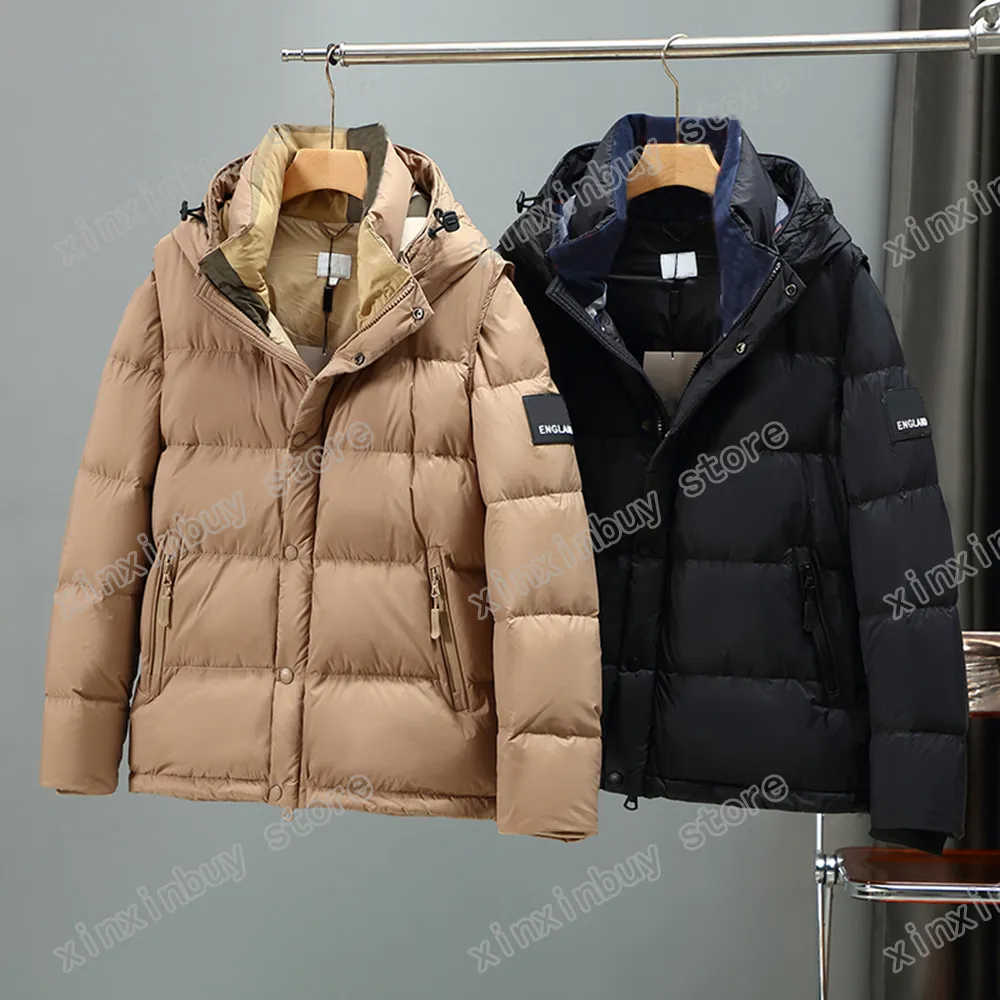 xinxinbuy Мужчины дизайнерские пальто вниз куртка метка zip рукав жаккарда