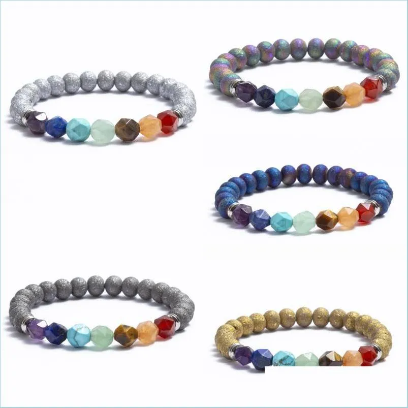 Charm Bracelets Natural Irregar Stone Bracelet For Women Colorf 7 Chakra Bracelets Bangles Fashion Accessories Q304Fz Drop Delivery 2 Dh46C
