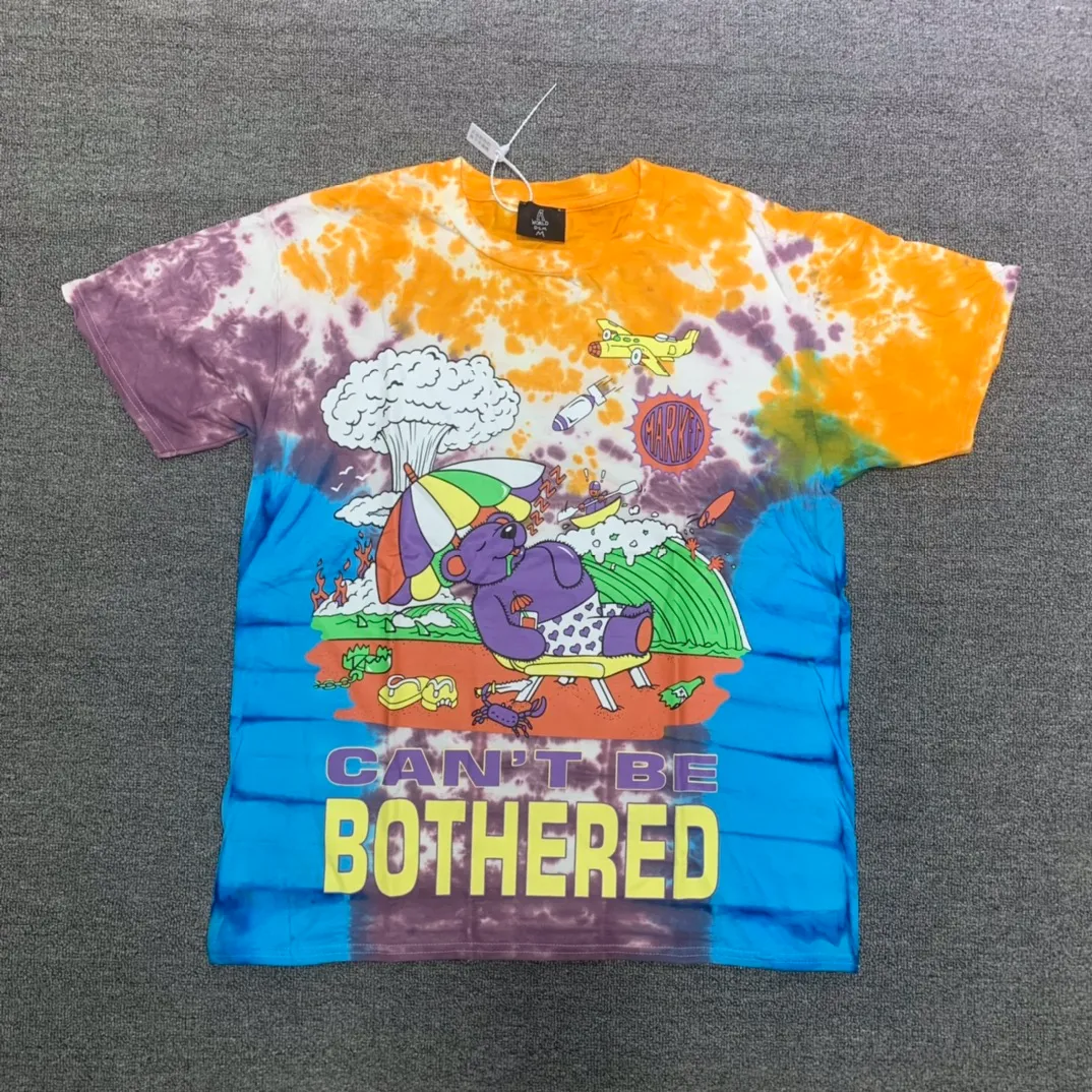 23SS Tie Dye T Shirts Kort ärm Tees för män Vit tryckt överlägsna t-shirts toppar avslappnade riktiga bilder