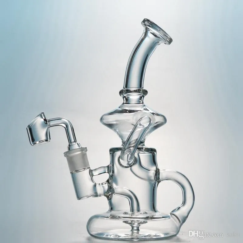 RECYCLER GLOG BONG GONGAHS KLEIN TORNADO DE TONADO DE ÁGUA PIPOS DE ÁLAREIRA FEMANHA DE ÓLEO DE ÓLEO FEMANHA DE 14MM COM BANGER DE BANGER DE quartzo ou tigela HR024