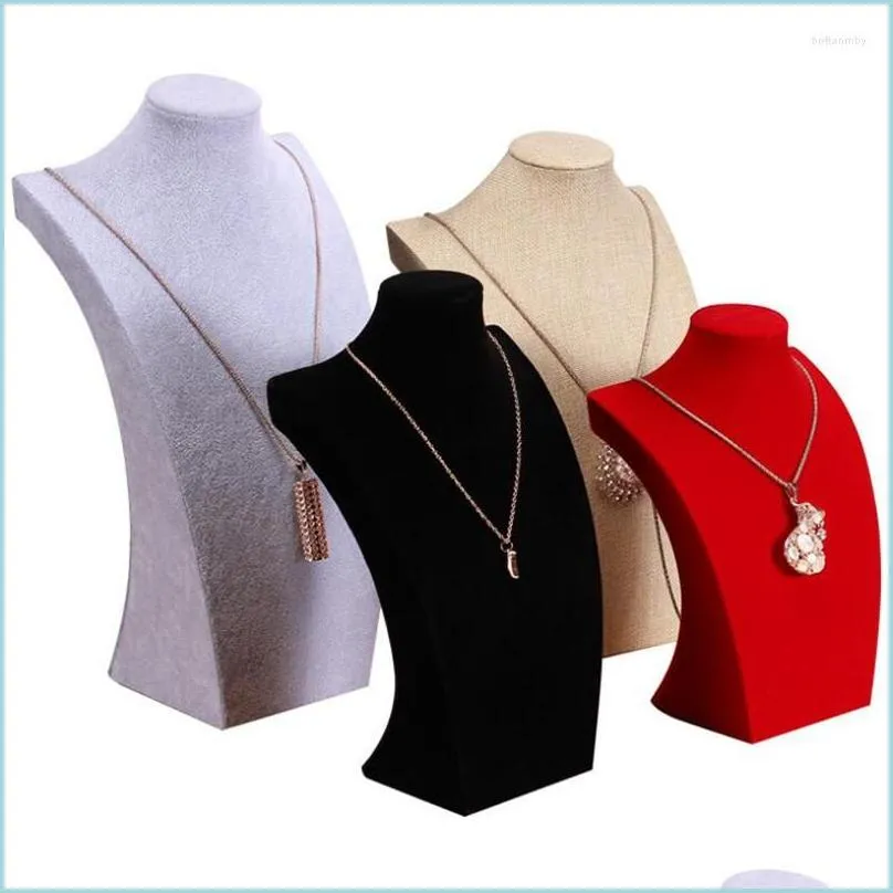 Jewelry Pouches Bags Jewelry Pouches Luxury Veet Model Bust Show Exhibitor 5 Sizes Options Graydisplay Necklace Pendants Mannequin S Dhcca