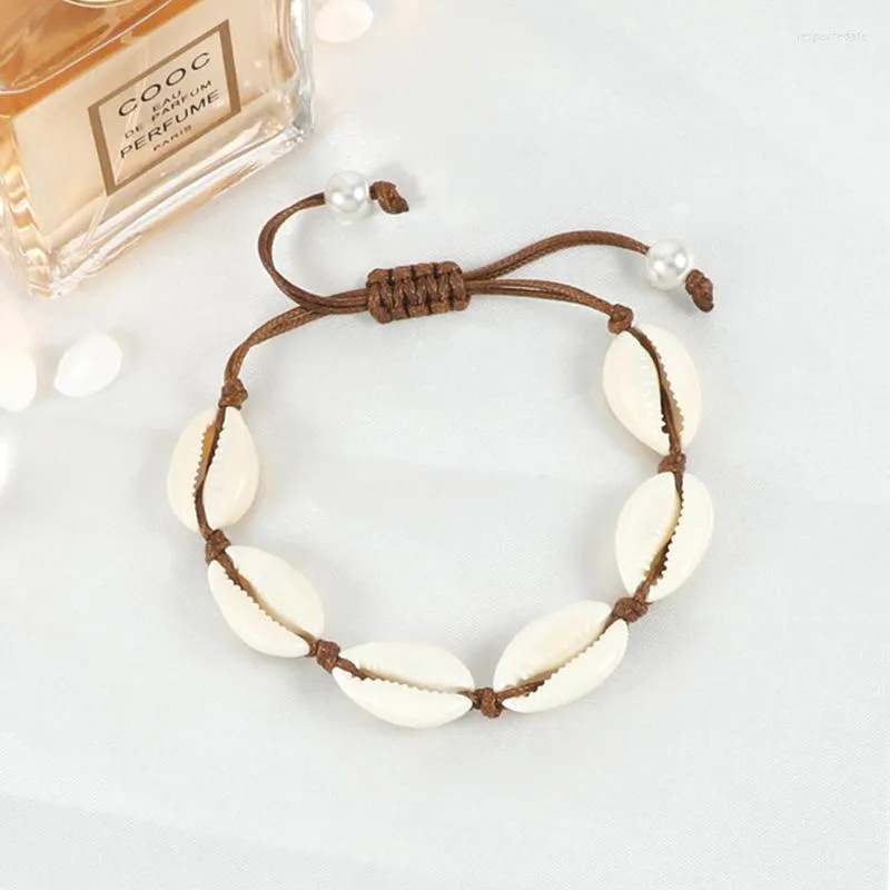 Charm armband vintage boho skal armband handgjorda repkedja naturlig cowrie strand kvinnor femme ankel smyckesfest g￥vor