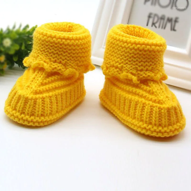 First Walkers Handmade Born Baby Boots Crib Shoes Infant Boys Girls Crochet Knit Winter Warm Booties TQ