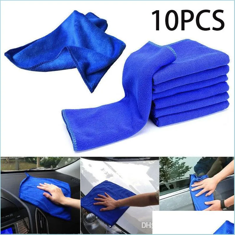 Serviette 10 pièces 30x30cm serviette de voiture douce microfibre absorbant lavage nettoyage chiffon de polissage parfait pour le lavage livraison directe 2022 mobiles Mo Dhohj