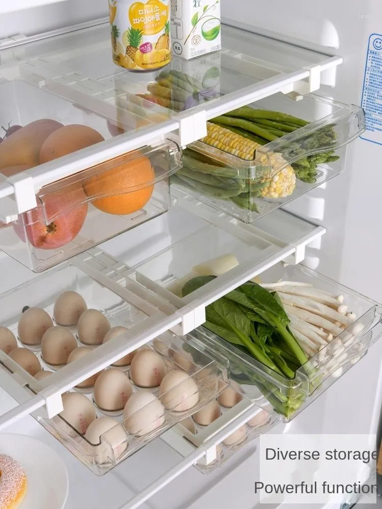 Organizador Refrigerador Transparente Con Ruedas Y Mango