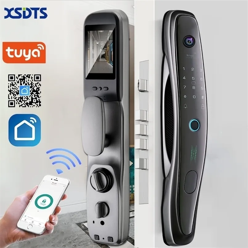 Tuya Smart Lock Surveillance Camera WiFi Wireless Fingerprinty App Unlock Moniton Function With Door Bell 220704