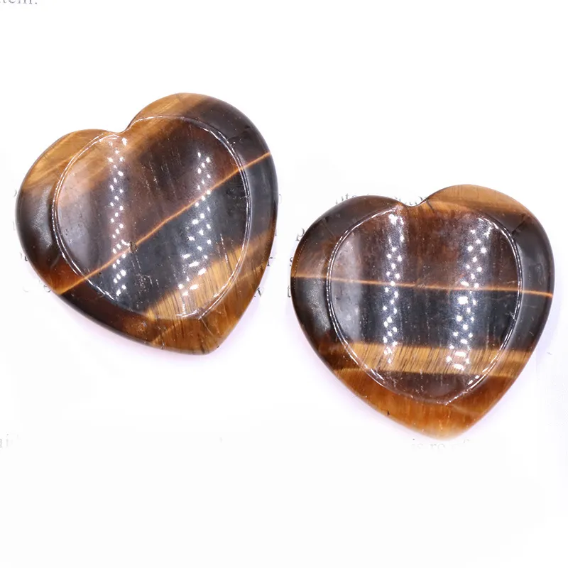 Oeil de tigre naturel Palm Stone Crystal Healing Gemstone Décoration Inquiétude Thérapie Forme de coeur
