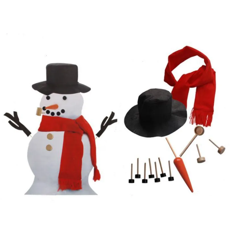 Yeni ahşap taklit Noel Kardan Adam Giyim Set Aksesuarları Aile Snowman Kit Oyuncak Hediyeleri C1013