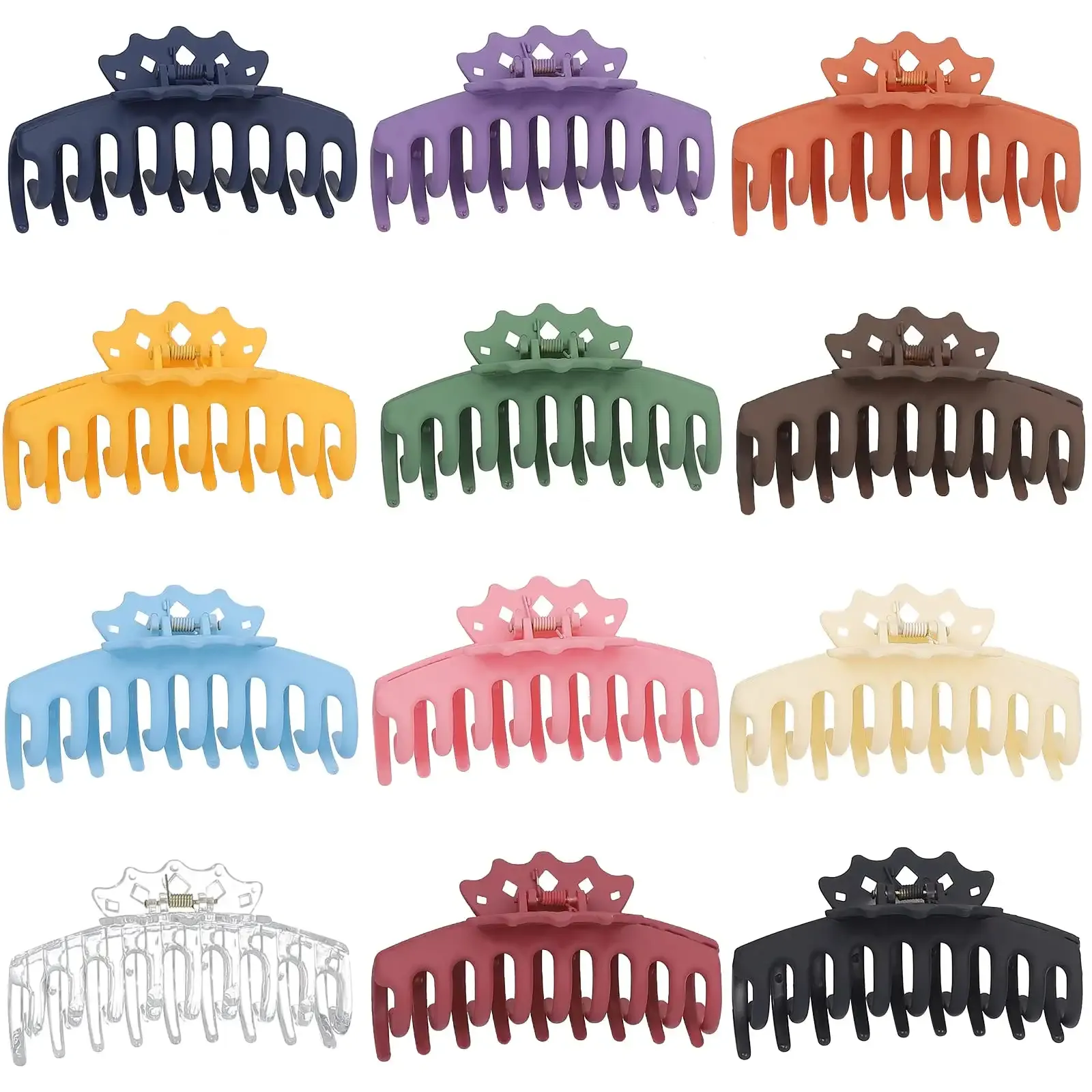 Hårklämmor Barrettes Crown Design Stor Claw for Women Matt Big Thick Banana Thin 4 2 Strong Nonslip Long Curly Styling Accessories Amxja