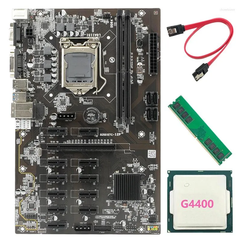 マザーボードBTC-B250マイニングマザーボードは12 GPU LGA1151 DDR4 G4400 CPU SATAケーブルをサポートしています