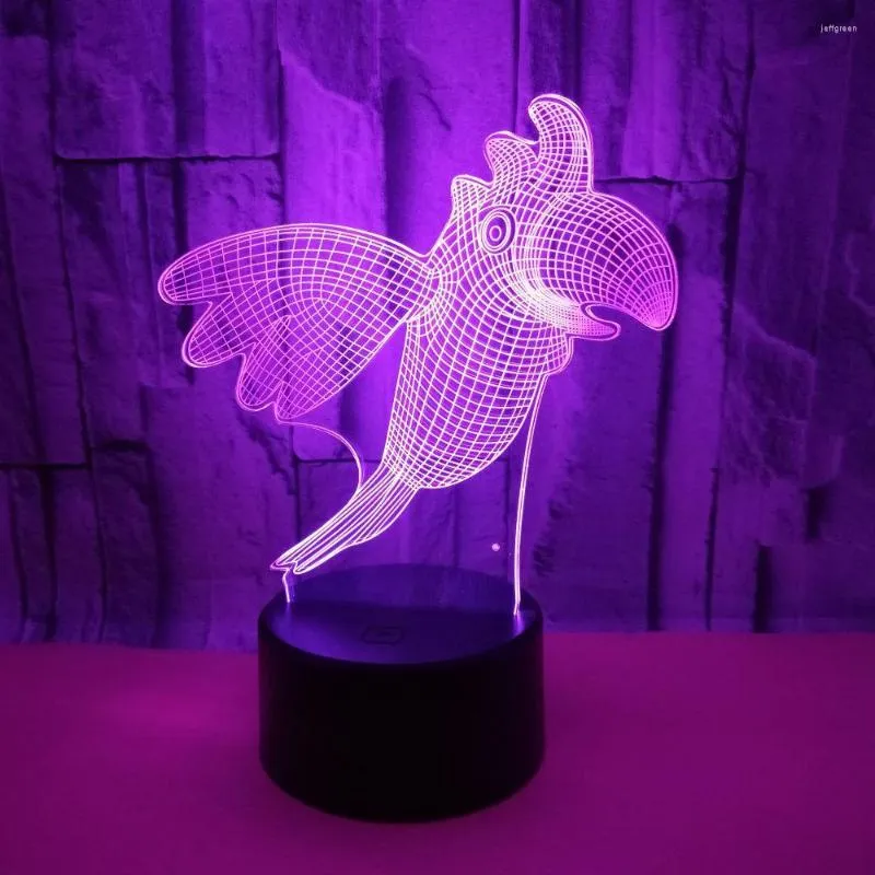 Tafellampen vogel nacht 3D lamp afstandsbediening zeven kleur Koreaans bureau touch led visuele geschenklicht