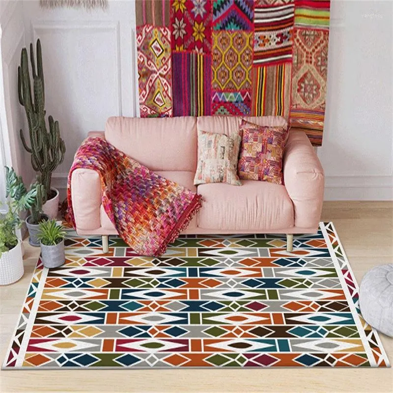 Tapis bohème abstrait coloré géométrique salon tapis moderne européen table basse tapis chambre chevet tapis de sol