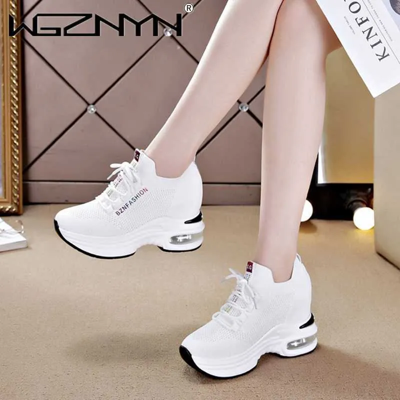 Jurk Schoenen Hoge Kwaliteit Vrouwen Gevulkaniseerd Schoenen Dames Chunky Trainers Verborgen Hakken Wedge Sneakers Ademend Platform Schoen Zapatillas Mujer T221012