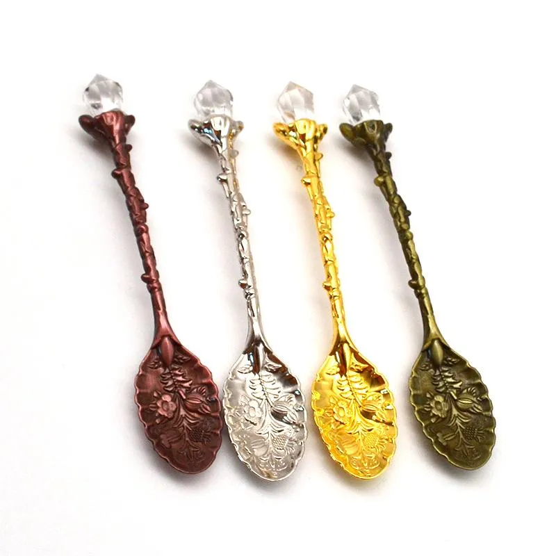 Crystal Retro Pattere Tea Spoon Misch Coffee Spoon Медовый десертный мороженое совок чайная ложка посуды RRE14978