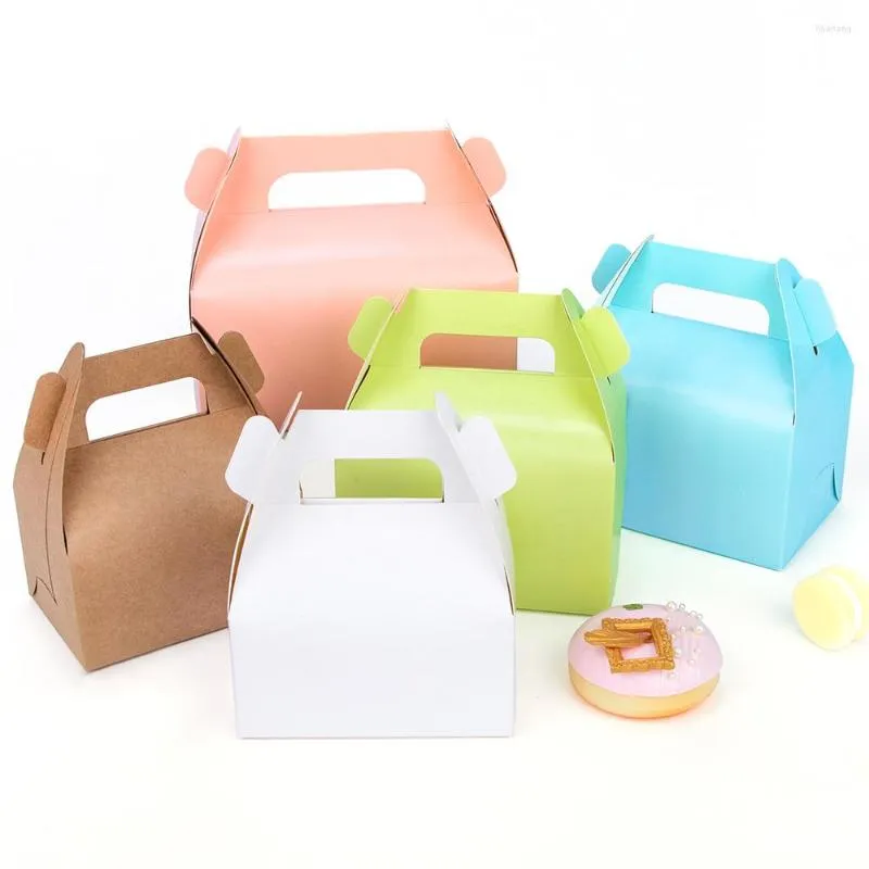 Подарочная упаковка 10 шт. /Kraft Box Cake West Point White Dessert Brown Pink Green Packaging Paper Cup Свадебная вечеринка портативная коробка