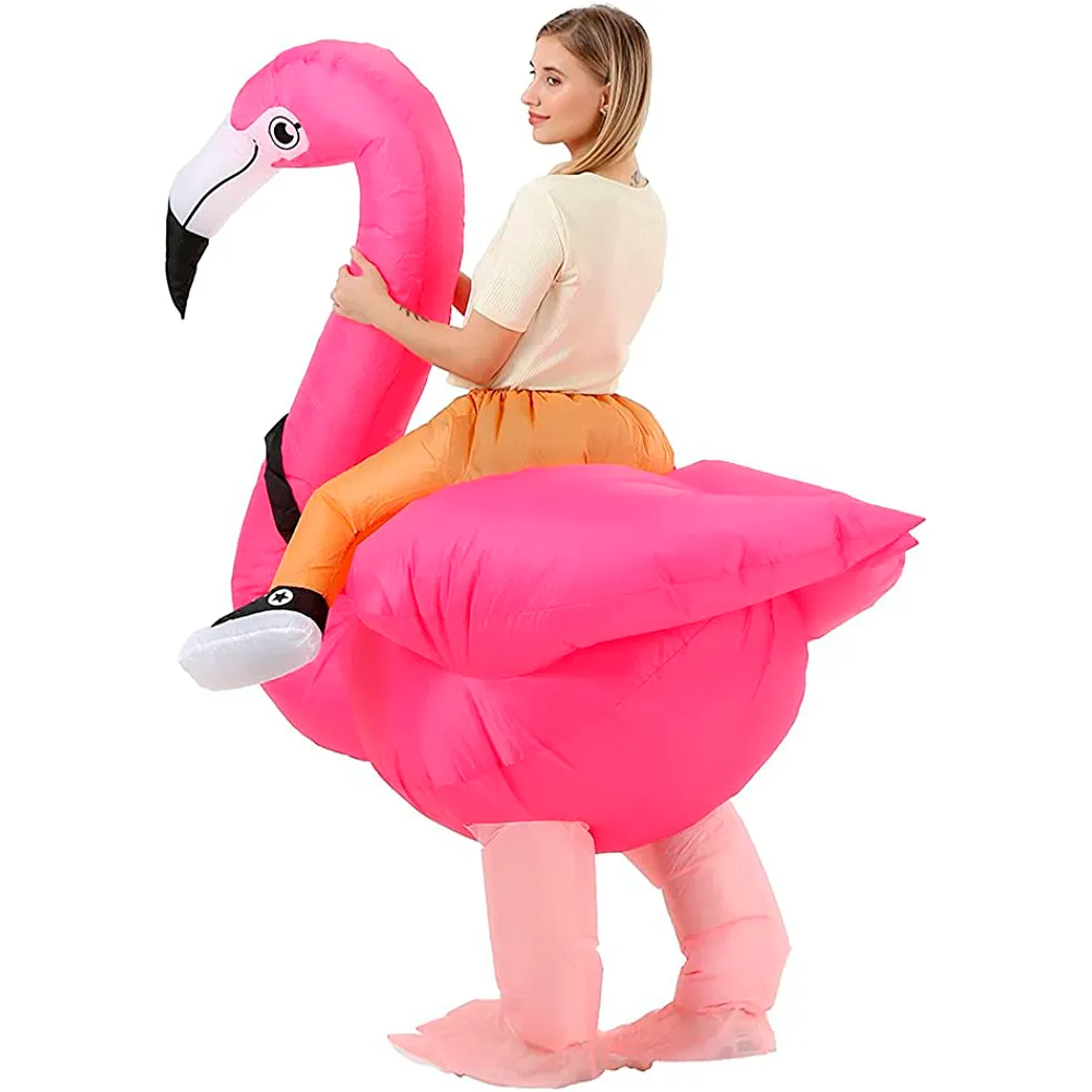 Adult Inflatable Flamingo Halloween Mascot Pink Bodycon Dress For Role
