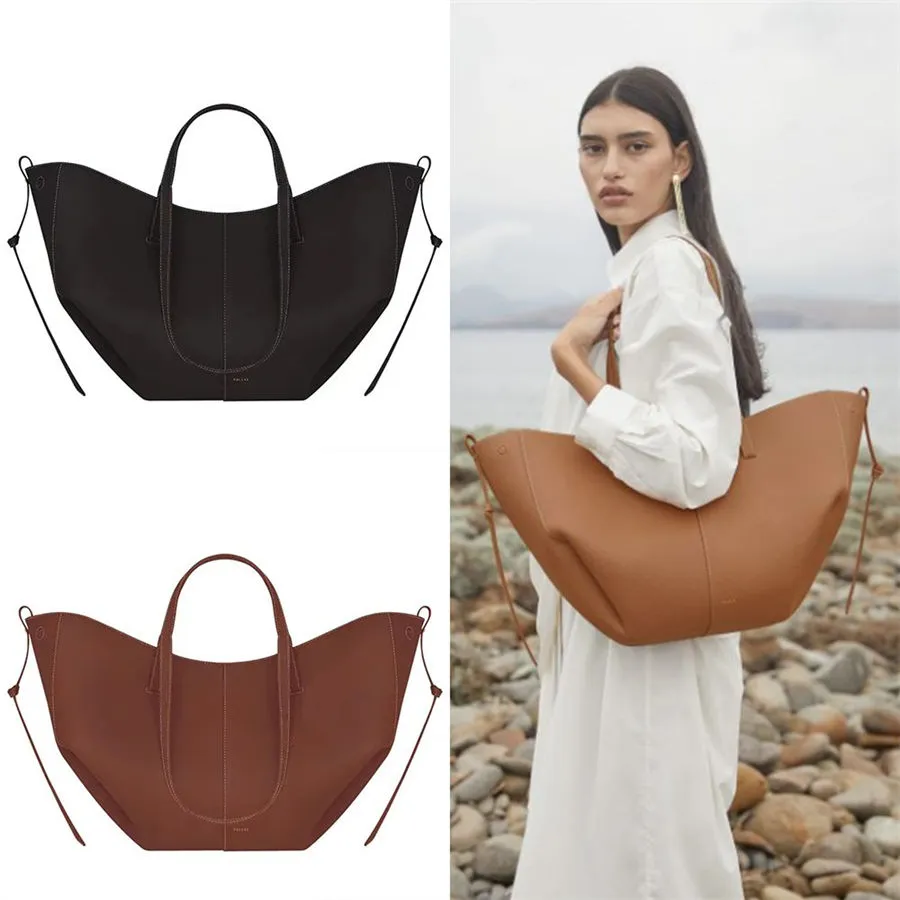 Polene Cyme Tote Bag Full Grain Textured Leather Designer Magnetic Buckle  Closure Handbag Women Suede Inner Lining Luxury Large Capacity From 69,78 €
