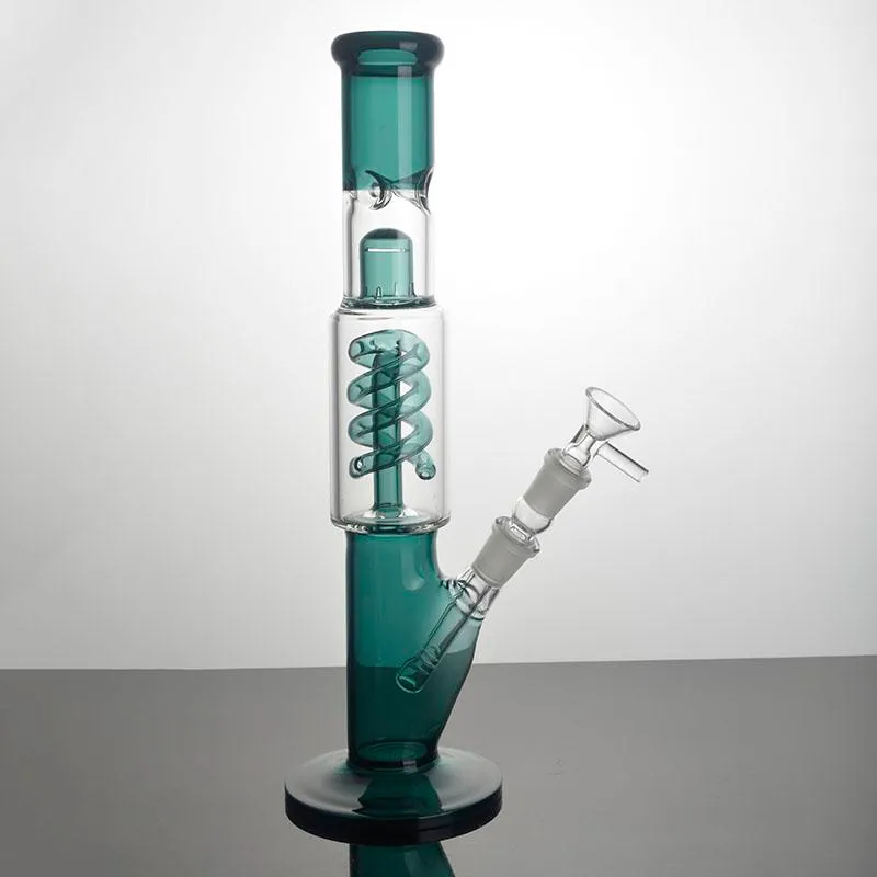 Bong in vetro Narghilè Pipa ad acqua Tubo dritto da 11,8 pollici Bong Lake Green Spring Filtro Dab Rig con giunzione a ciotola Downstem per fumatori Vendita diretta in fabbrica