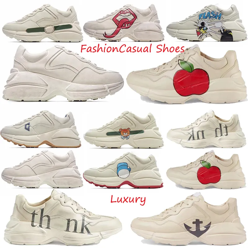 デザイナーRhyton Shoes Sneabers Men Trainers Ladies Shoe Designers Sneaker Vintage Luxury Sports Trainers