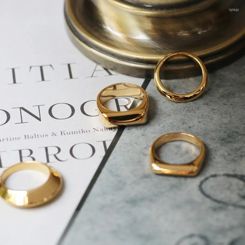 結婚指輪ヒップホップジオメトリ不規則なゴールドカラー女性ガールズパンク指輪ファッションチタン鋼パーティージュエリー