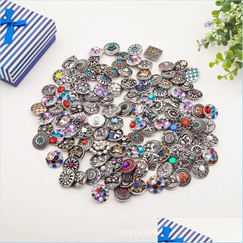 Urok Bracelets 100pcs Lot 18 mm Snaps Snaps Charm Style Mieszany guzik dopasowany do imbirowej biżuterii mody 64 T2 Drop dostawa 20 dh5bn