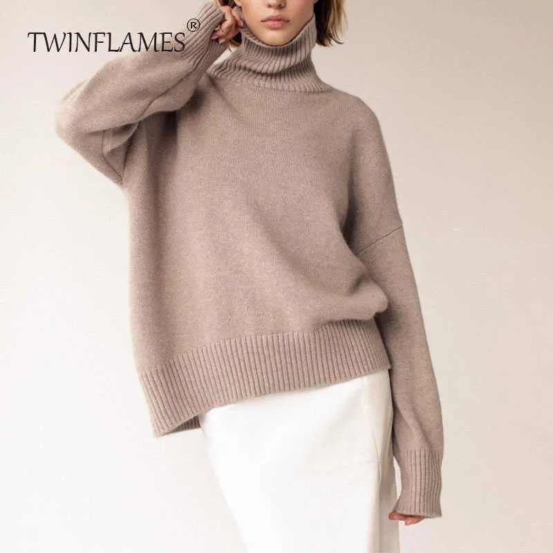 Women's Knits Tees Womens Winter Sweaters TurtleNeck Cashmere White Sweater Women Clothing 2022 Casual Knitted Female Loose Warm Jumpers Ladies T221012