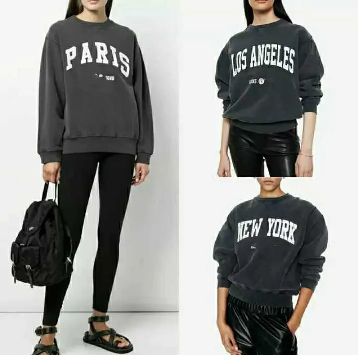 Top Ab City Women Pullover Sweatshirt Ny bokstav Burst Trycktröja Tryckt Wash Round Bings Neck Cotton Hoodie