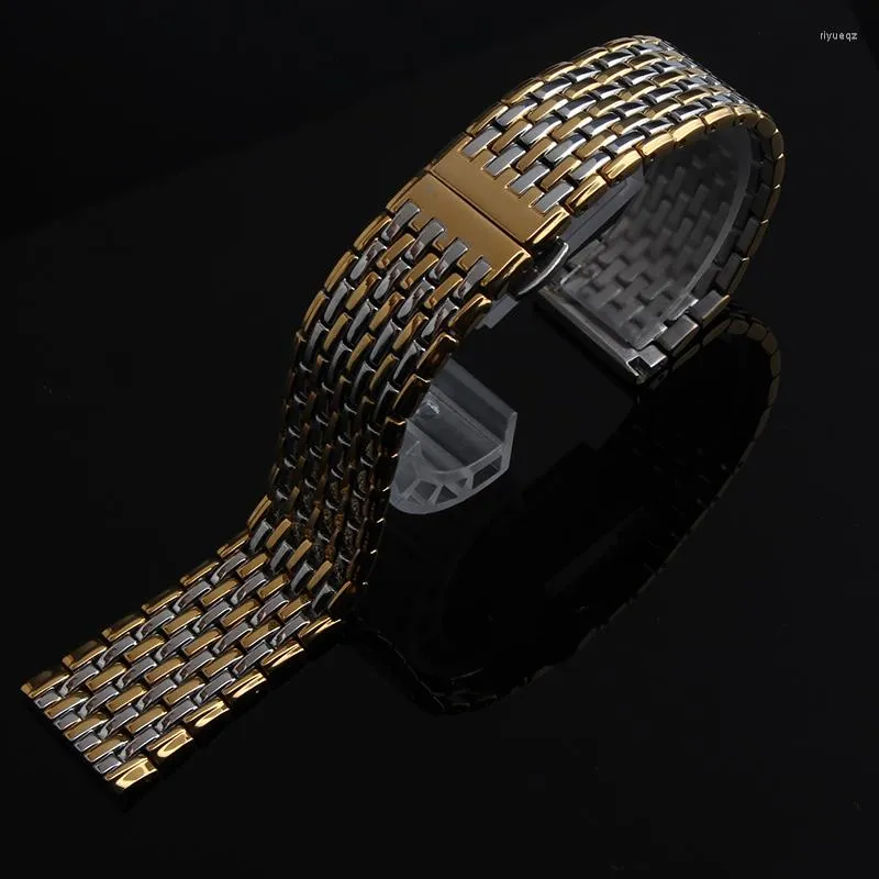 Bekijk banden riemen armbanden roestvrij staal gepolijst dun voor kwarts uren horloges pols heren horlogebanden 18 20 22 mm zilvergoud