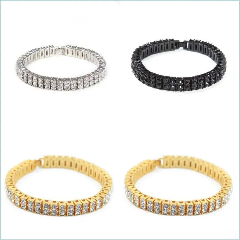 Łańcuch Link Bransoletka łańcucha do męskiego Hip Hop Diamond Bracelets Bracelets Biżuteria Złota Paliwo podwójne rzęd