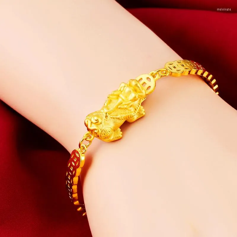 Bracciali placcati oro giallo 24k da uomo per uomo Personalità sabbia catena a mano braccialetto con ciondoli braccialetti moda gioielleria raffinata regali