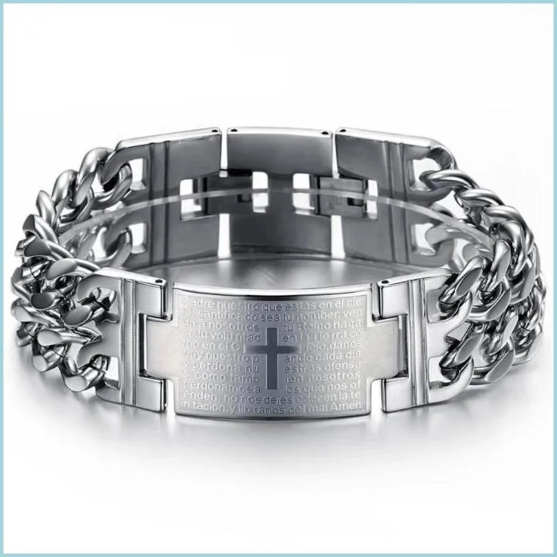 Id Identification Hommes Et Garçons Croix Bracelet Titane Chaîne En Acier Personnalité De La Mode Dominateur Anniversaire Cadeau Bijoux Étudiant Le Dh9Yp