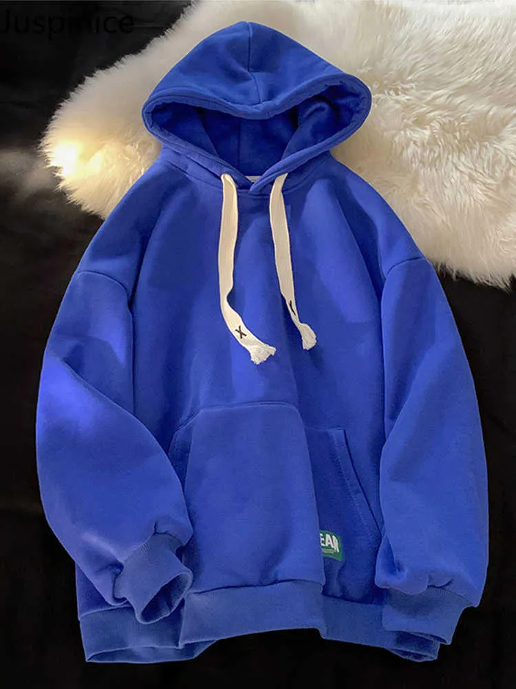 Męskie bluzy bluzy Juspinice Harajuku kolorowy streetwear 2022 Autumn Hip Hop Solid Hooded Fashions Bla Hoodie G221011